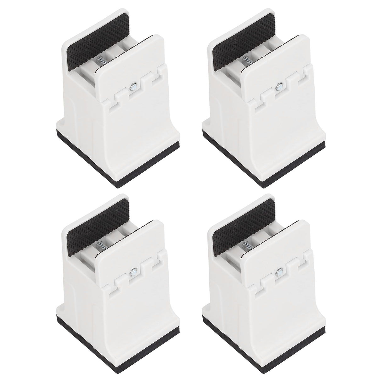 4pcs Adjustable Furniture Risers with Screw Clamp Rubber Bed Couch Risers for Heavy Duty Furniture White