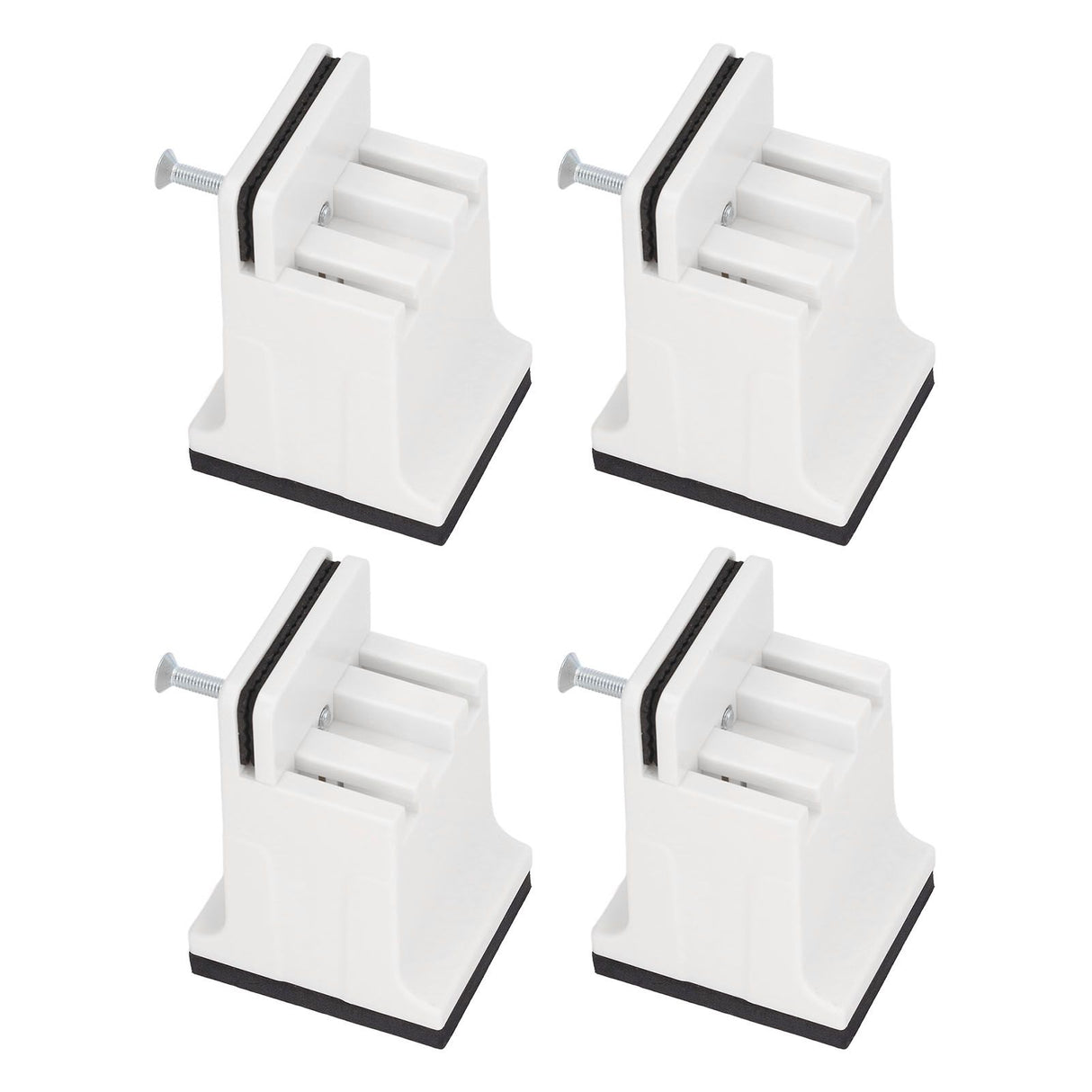 4pcs Adjustable Furniture Risers with Screw Clamp Rubber Bed Couch Risers for Heavy Duty Furniture White