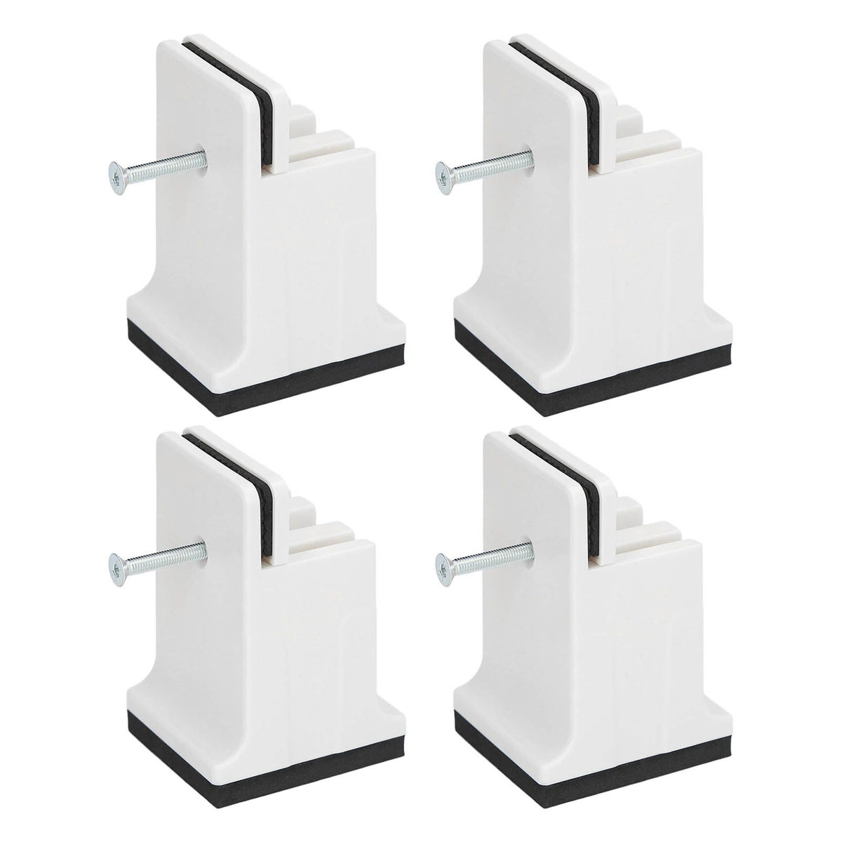 4pcs Adjustable Furniture Risers with Screw Clamp Rubber Bed Couch Risers for Heavy Duty Furniture White
