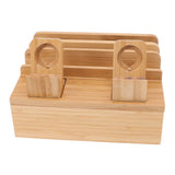 Bamboo Charging Station Multifunction 5 Ports Charging Station Rack for Phones Tablets Watches Electronics Natural Color