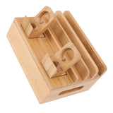 Bamboo Charging Station Multifunction 5 Ports Charging Station Rack for Phones Tablets Watches Electronics Natural Color - Rear View