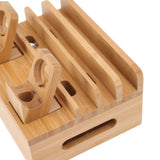 Bamboo Charging Station Multifunction 5 Ports Charging Station Rack for Phones Tablets Watches Electronics Natural Color - Extra Image