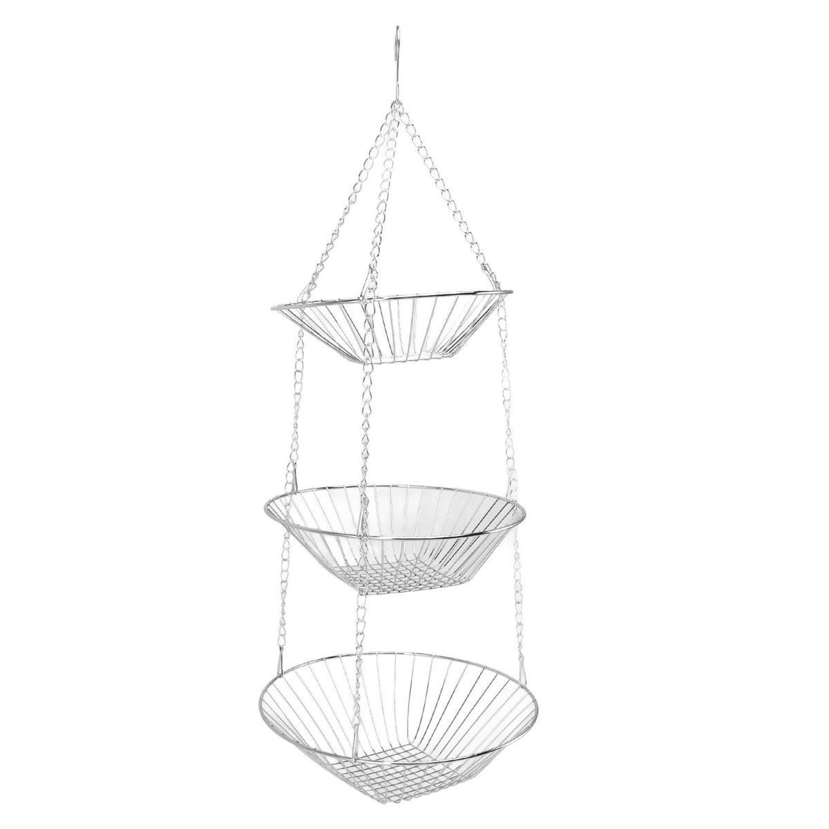 3 Tier Kitchen Hanging Fruit Basket Iron Wire Fruit Vegetable Flower Hanging Storage Basket for Indoor Outdoor