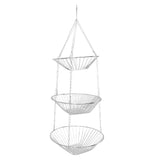 3 Tier Kitchen Hanging Fruit Basket Iron Wire Fruit Vegetable Flower Hanging Storage Basket for Indoor Outdoor - Front View