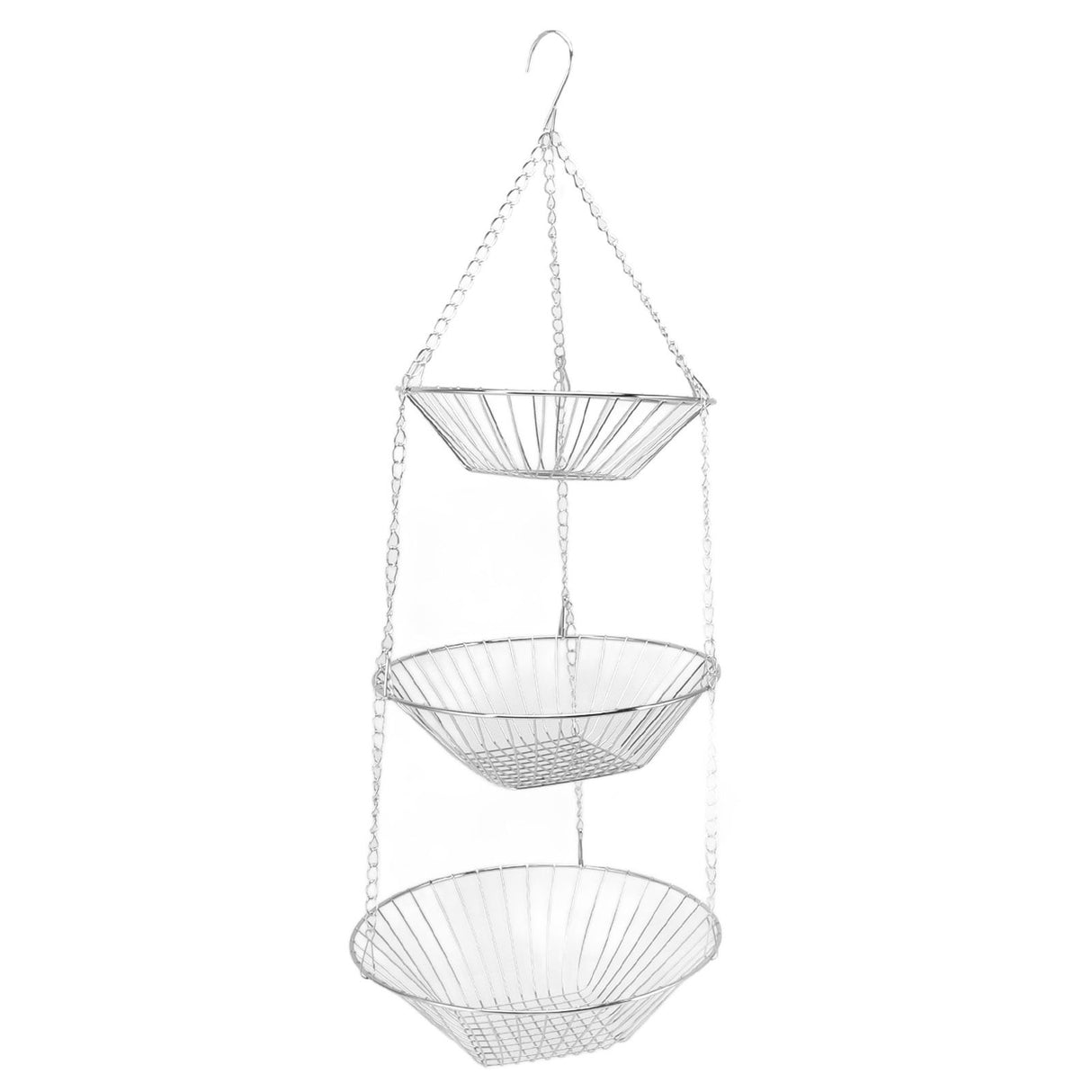 3 Tier Kitchen Hanging Fruit Basket Iron Wire Fruit Vegetable Flower Hanging Storage Basket for Indoor Outdoor