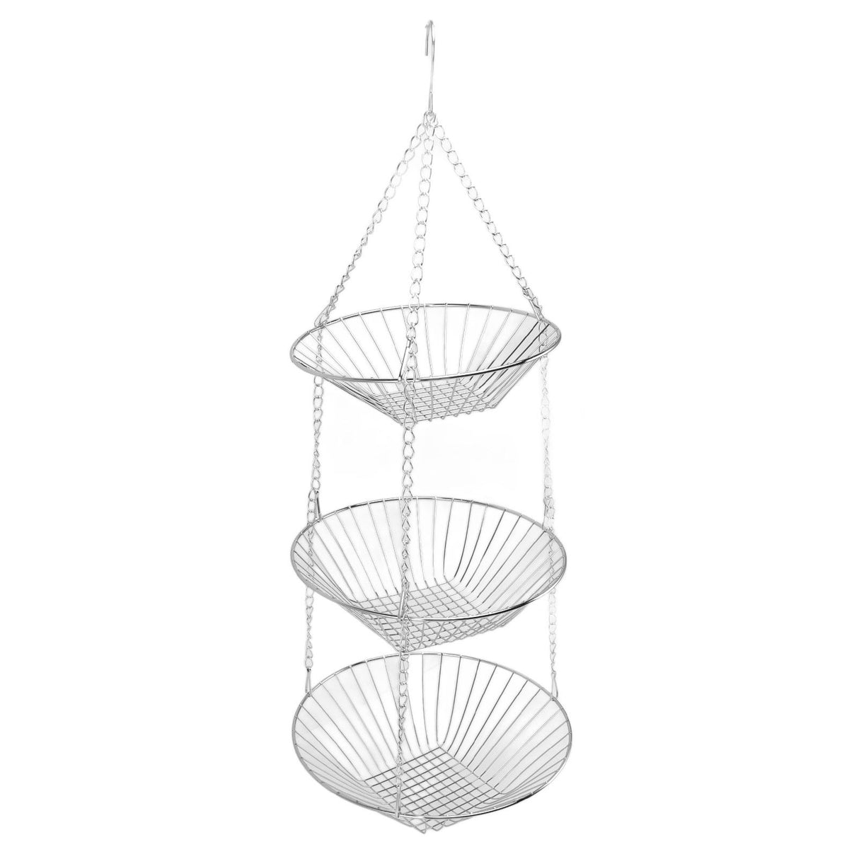 3 Tier Kitchen Hanging Fruit Basket Iron Wire Fruit Vegetable Flower Hanging Storage Basket for Indoor Outdoor