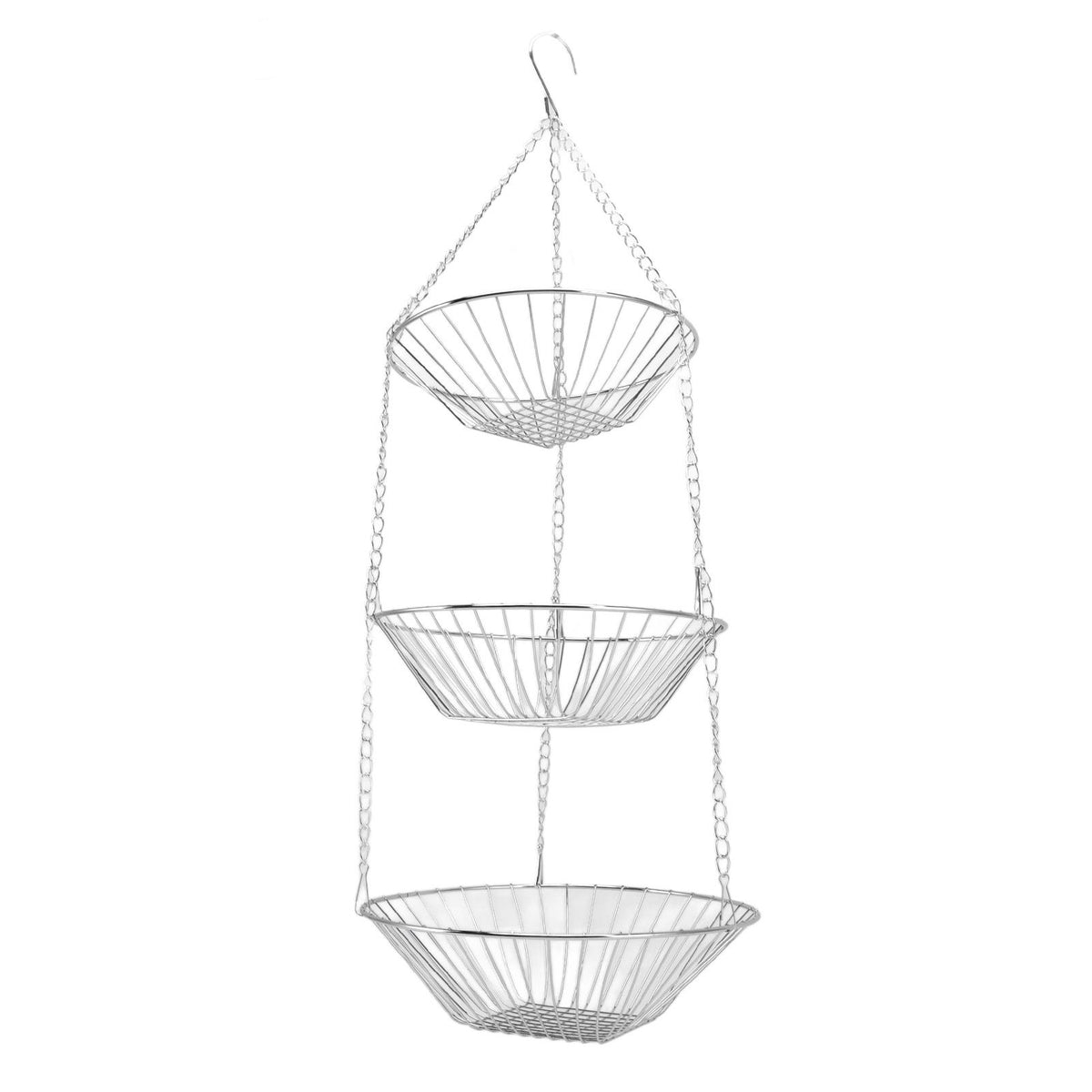 3 Tier Kitchen Hanging Fruit Basket Iron Wire Fruit Vegetable Flower Hanging Storage Basket for Indoor Outdoor