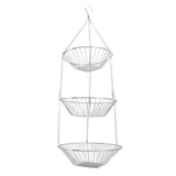 3 Tier Kitchen Hanging Fruit Basket Iron Wire Fruit Vegetable Flower Hanging Storage Basket for Indoor Outdoor - Rear View