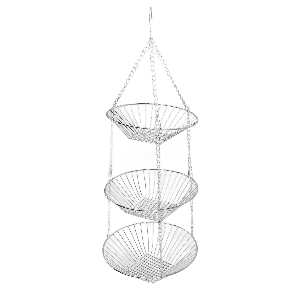 3 Tier Kitchen Hanging Fruit Basket Iron Wire Fruit Vegetable Flower Hanging Storage Basket for Indoor Outdoor