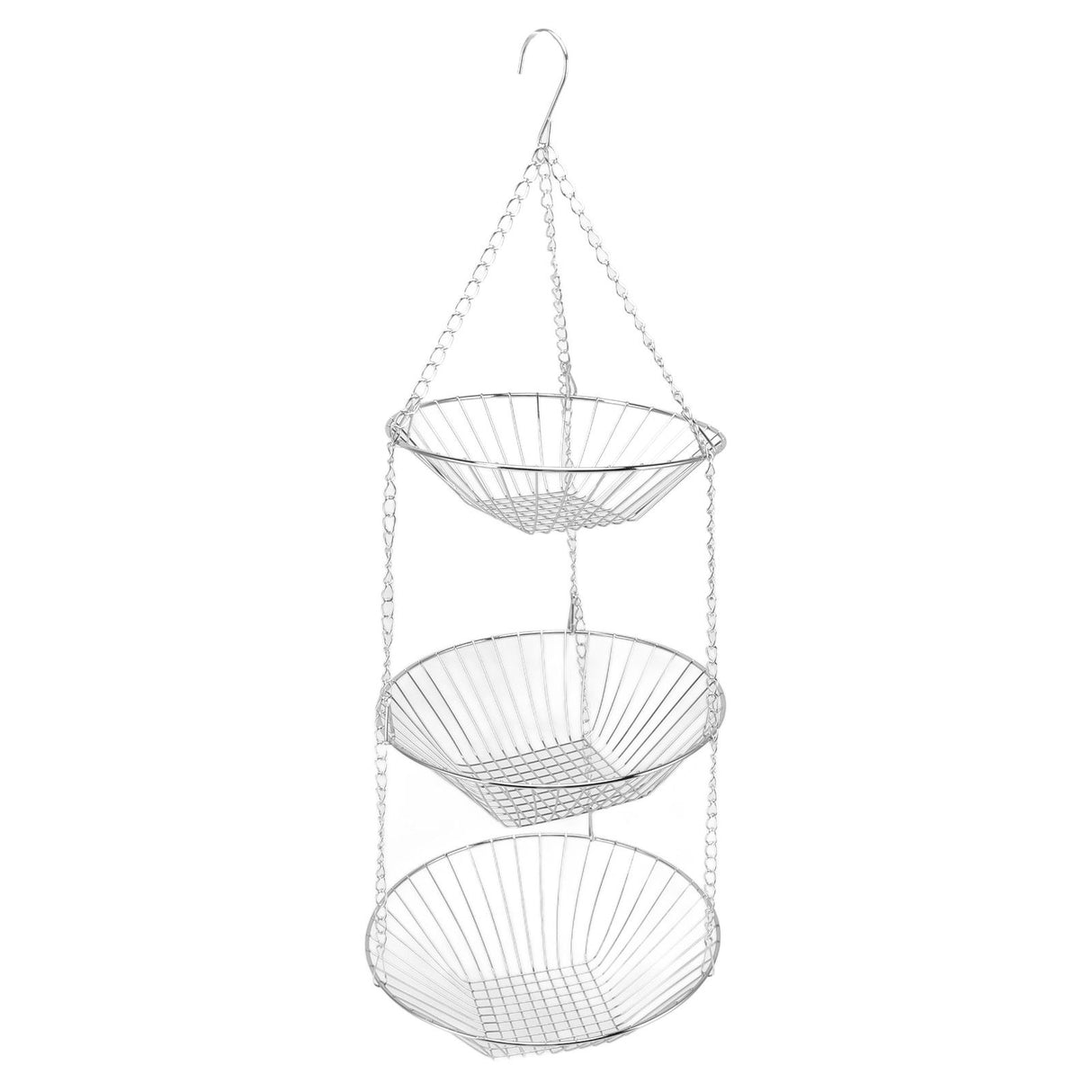 3 Tier Kitchen Hanging Fruit Basket Iron Wire Fruit Vegetable Flower Hanging Storage Basket for Indoor Outdoor