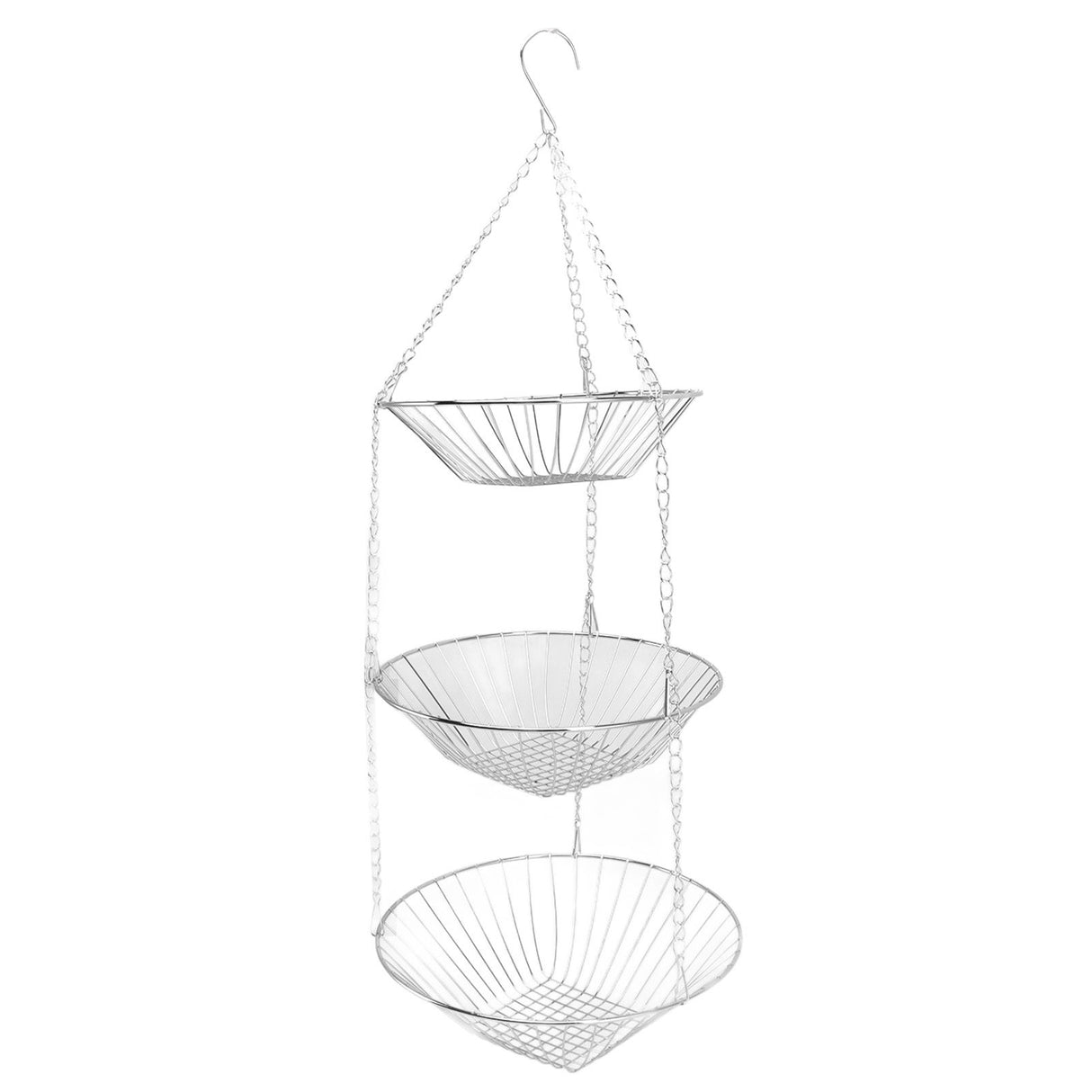 3 Tier Kitchen Hanging Fruit Basket Iron Wire Fruit Vegetable Flower Hanging Storage Basket for Indoor Outdoor