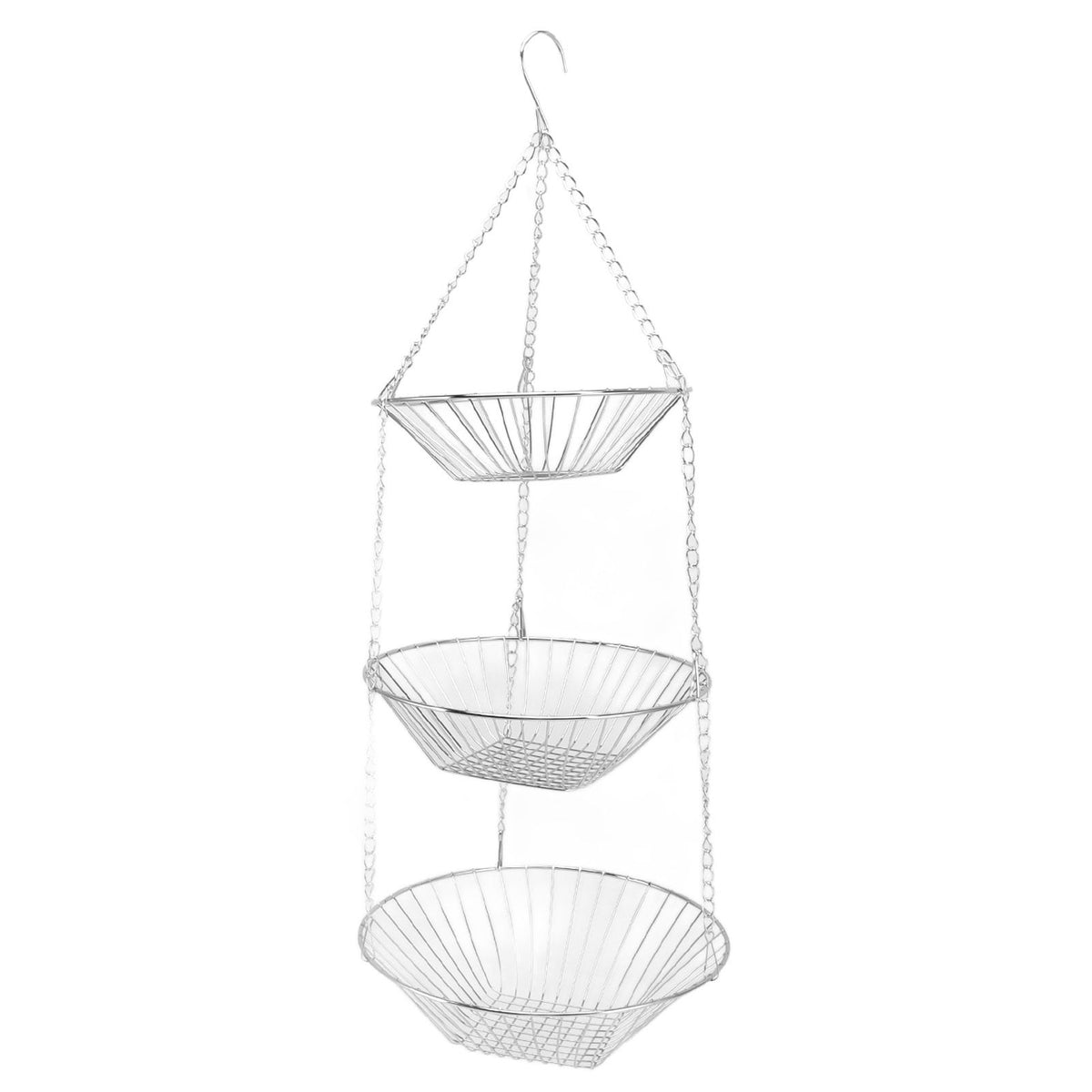 3 Tier Kitchen Hanging Fruit Basket Iron Wire Fruit Vegetable Flower Hanging Storage Basket for Indoor Outdoor