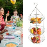 3 Tier Kitchen Hanging Fruit Basket Iron Wire Fruit Vegetable Flower Hanging Storage Basket for Indoor Outdoor