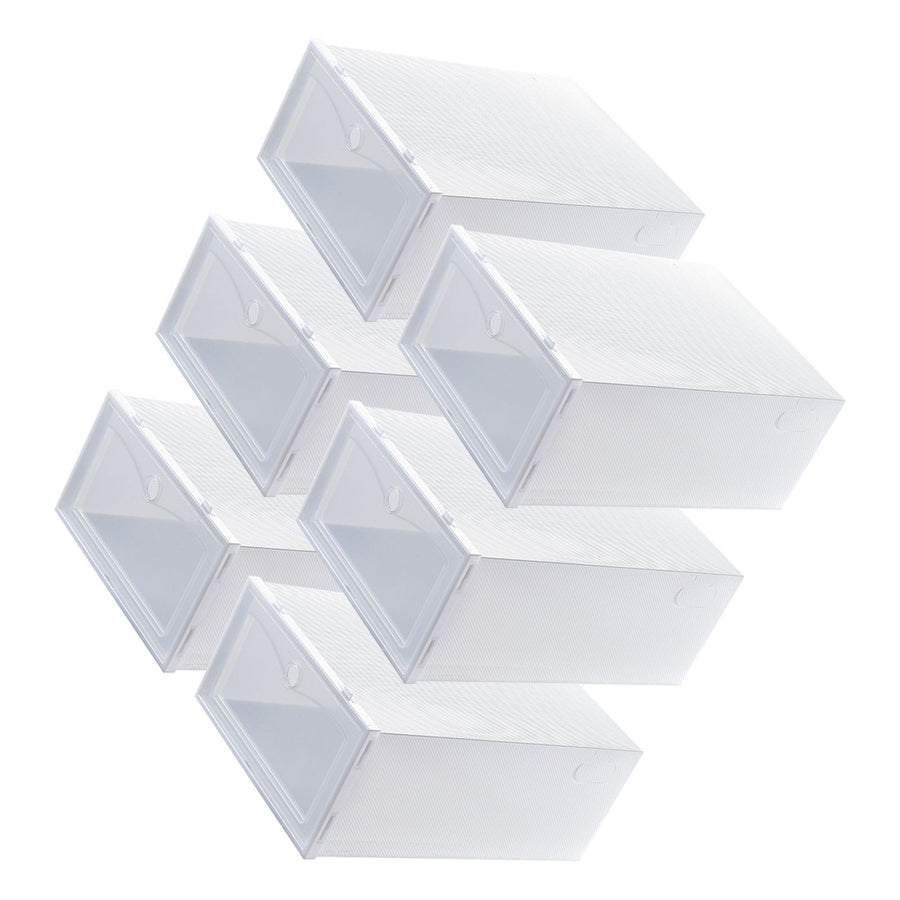 6PCS Shoe Storage Box Large White Thickened Transparent Clamshell Shoe Organizer Case for Home