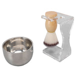 3 PCS Men Shaving Brush Set Acrylic Brush Holder Bubble Bowl Nylon Bristle Brush Kit