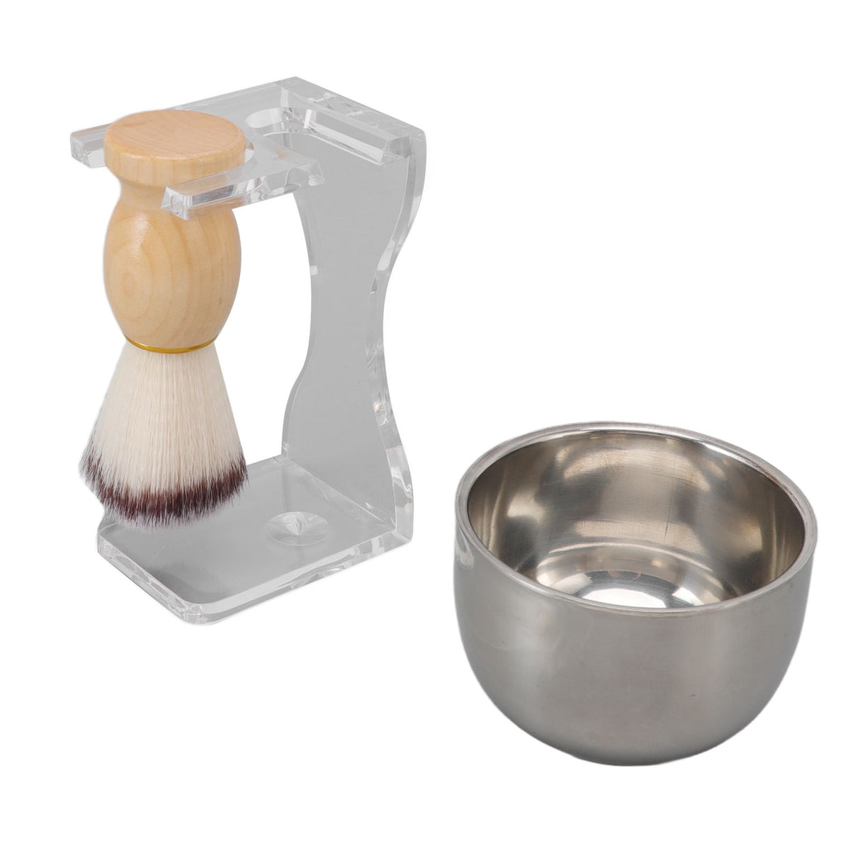 3 PCS Men Shaving Brush Set Acrylic Brush Holder Bubble Bowl Nylon Bristle Brush Kit
