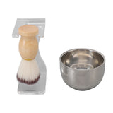 3 PCS Men Shaving Brush Set Acrylic Brush Holder Bubble Bowl Nylon Bristle Brush Kit - Close-Up Angle