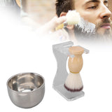 3 PCS Men Shaving Brush Set Acrylic Brush Holder Bubble Bowl Nylon Bristle Brush Kit - Extra Image
