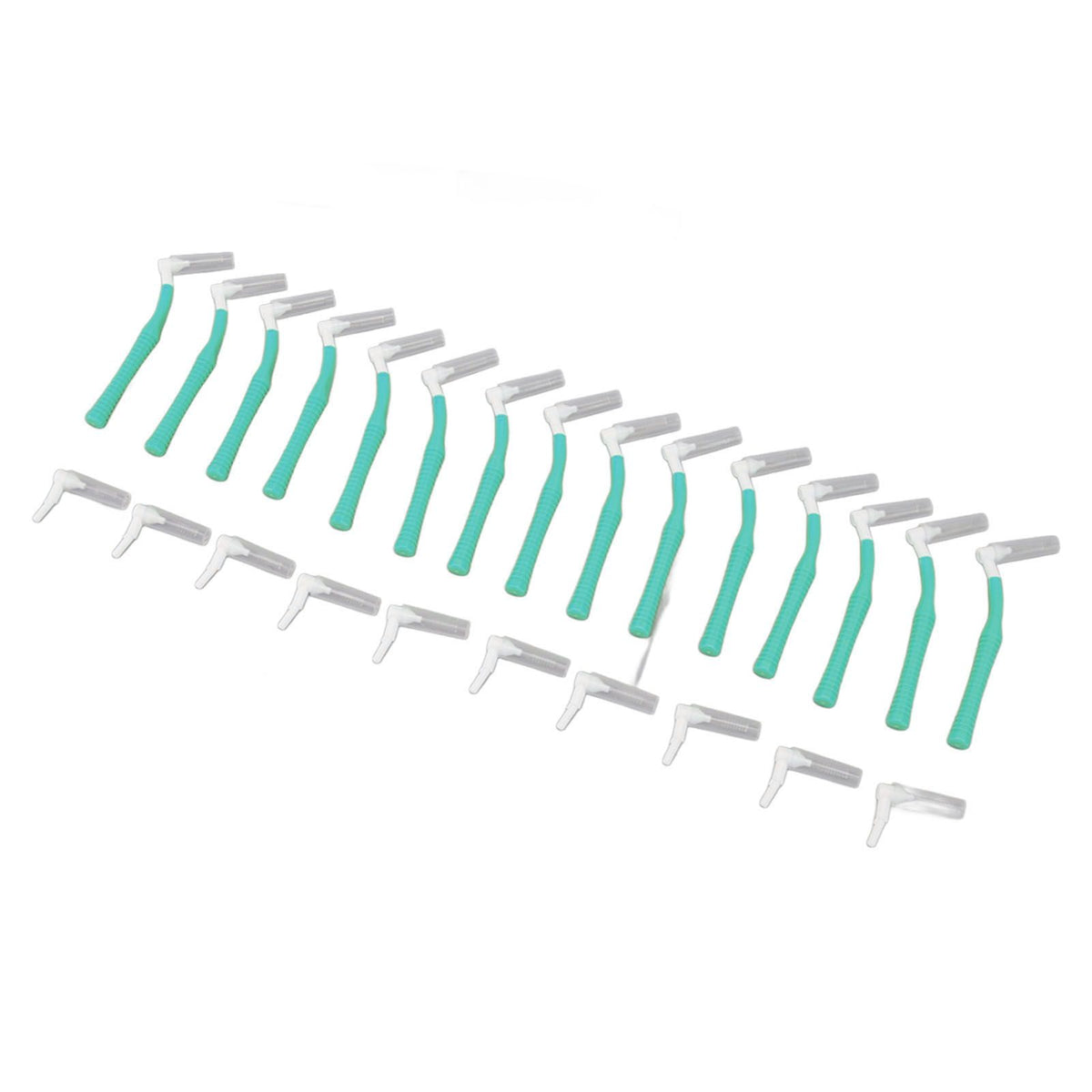 25Pcs L Shape Push Pull Interdental Brush Oral Care Teeth Whitening Dental Tooth Pick Tooth Orthodontic Cleaning Brush Green
