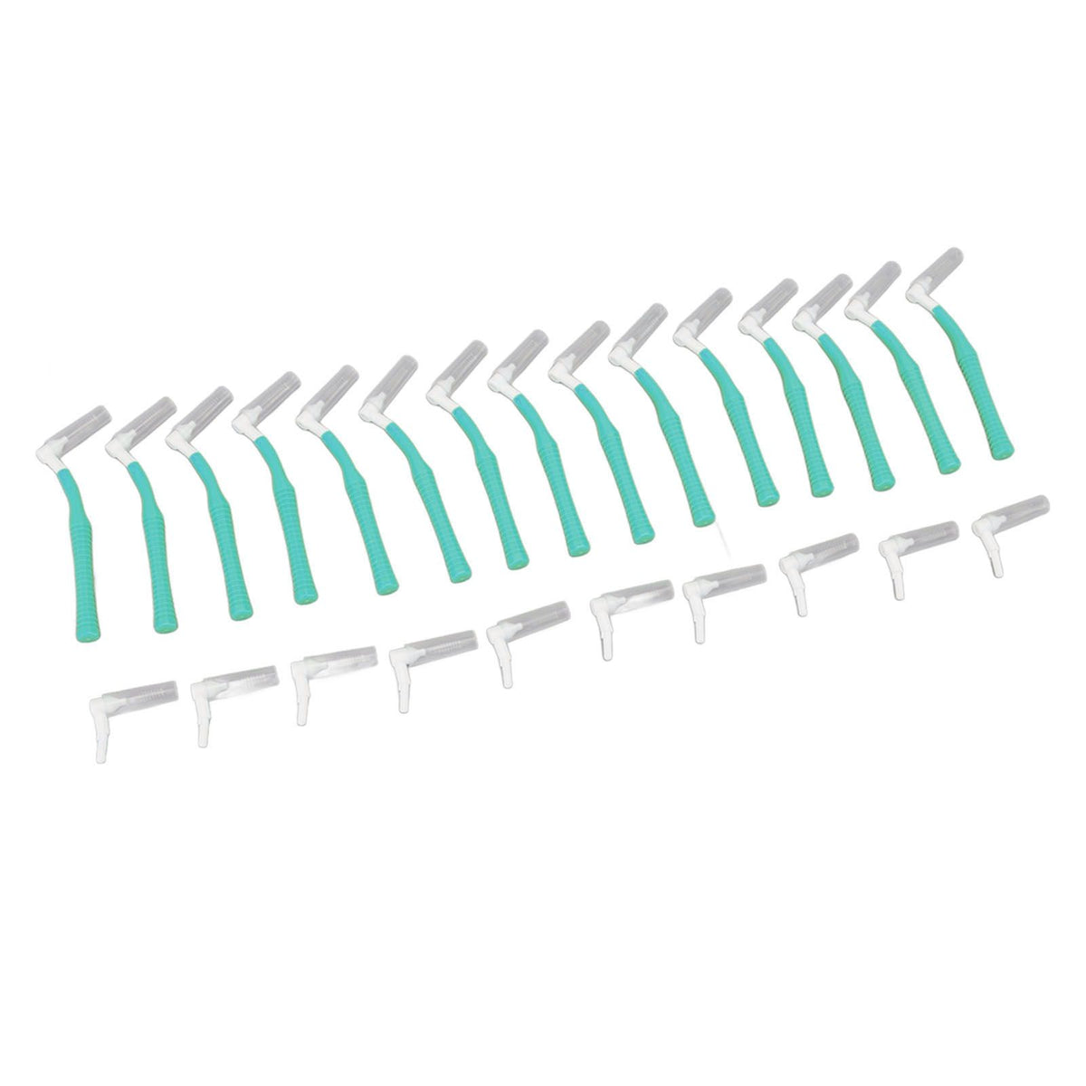 25Pcs L Shape Push Pull Interdental Brush Oral Care Teeth Whitening Dental Tooth Pick Tooth Orthodontic Cleaning Brush Green