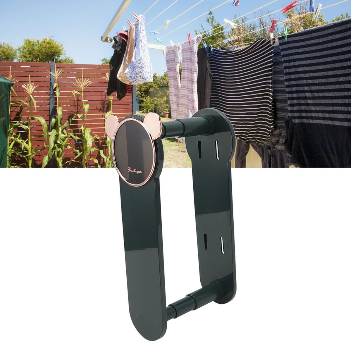 Clothes Hanger Storage Rack Multifunctional Punch Free Hanger Hook Home Balcony Clip Hanger Collector Green