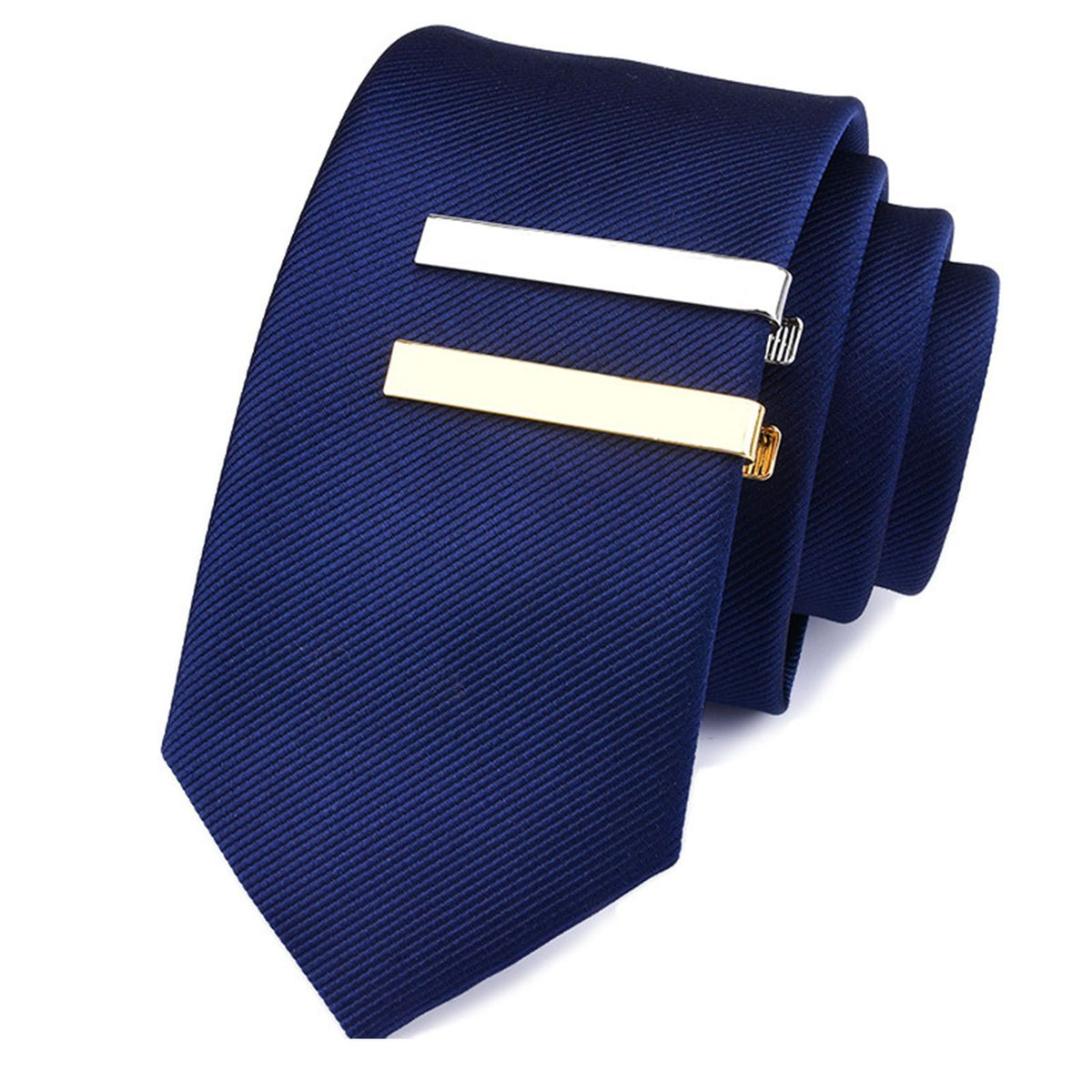 4Pcs Men Tie Clip Copper Fashionable Elegant Slick Finish 4 Colors Male Tie Neck Clamp Set