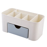 Cosmetics Makeup Organizer PP Multifunctional 6 Compartments Makeup Desk Organizer with Drawer Blue - Front View