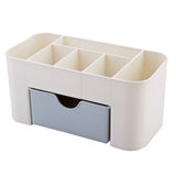 Cosmetics Makeup Organizer PP Multifunctional 6 Compartments Makeup Desk Organizer with Drawer Blue