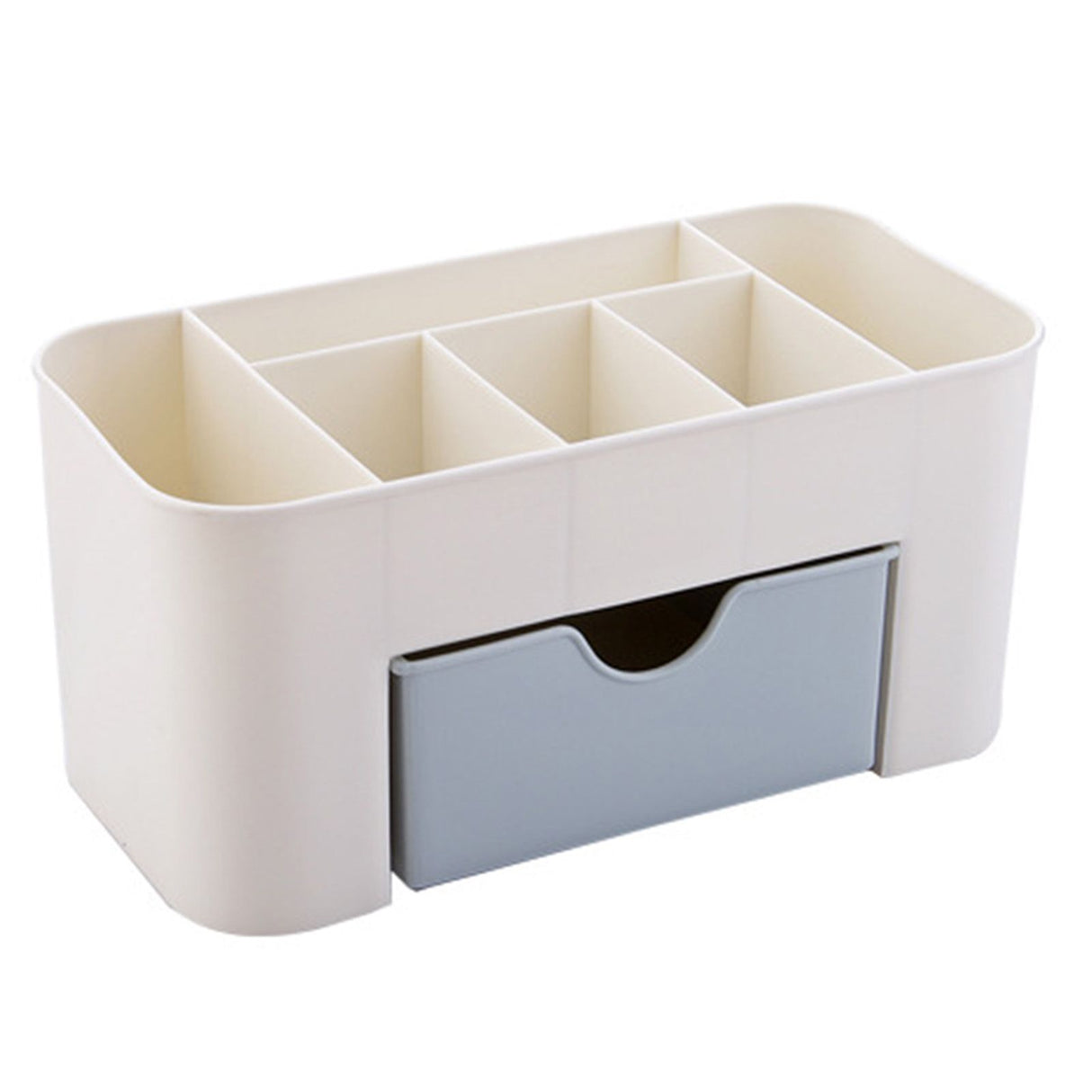 Cosmetics Makeup Organizer PP Multifunctional 6 Compartments Makeup Desk Organizer with Drawer Blue