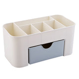 Cosmetics Makeup Organizer PP Multifunctional 6 Compartments Makeup Desk Organizer with Drawer Blue
