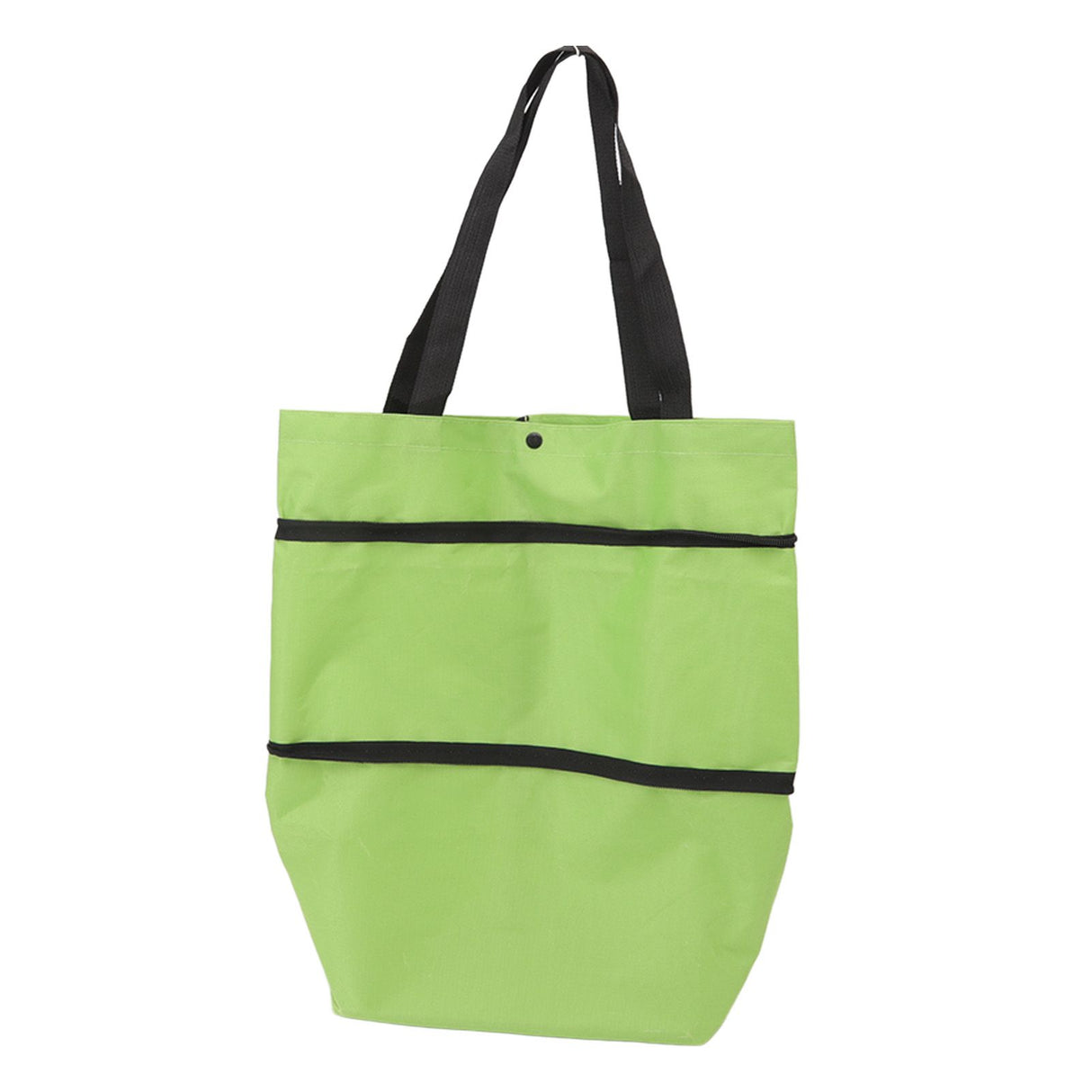 Shopping Cart Foldable Bag Large Capacity Zipper Design Oxford Cloth with Wheel for Camping Green