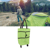 Shopping Cart Foldable Bag Large Capacity Zipper Design Oxford Cloth with Wheel for Camping Green - Extra Image