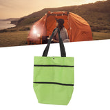 Shopping Cart Foldable Bag Large Capacity Zipper Design Oxford Cloth with Wheel for Camping Green