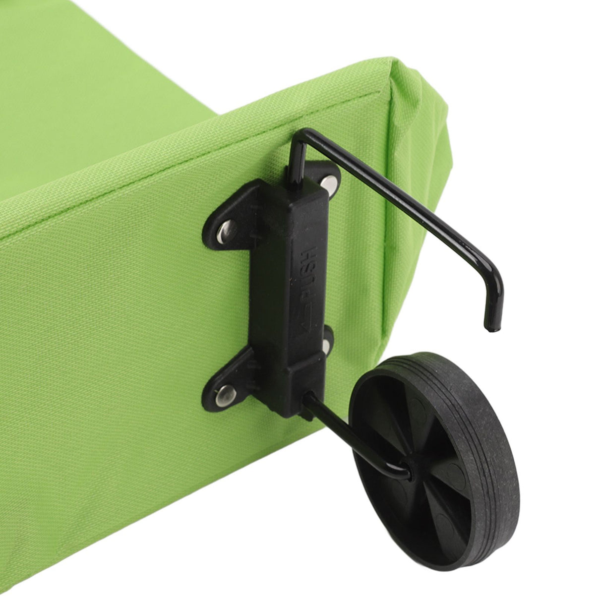 Shopping Cart Foldable Bag Large Capacity Zipper Design Oxford Cloth with Wheel for Camping Green