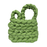 Wool Tote Purse Bag Cute Exquisite Hand Woven Fine Workmanship Wool Shoulder Bag for Daily Life Green