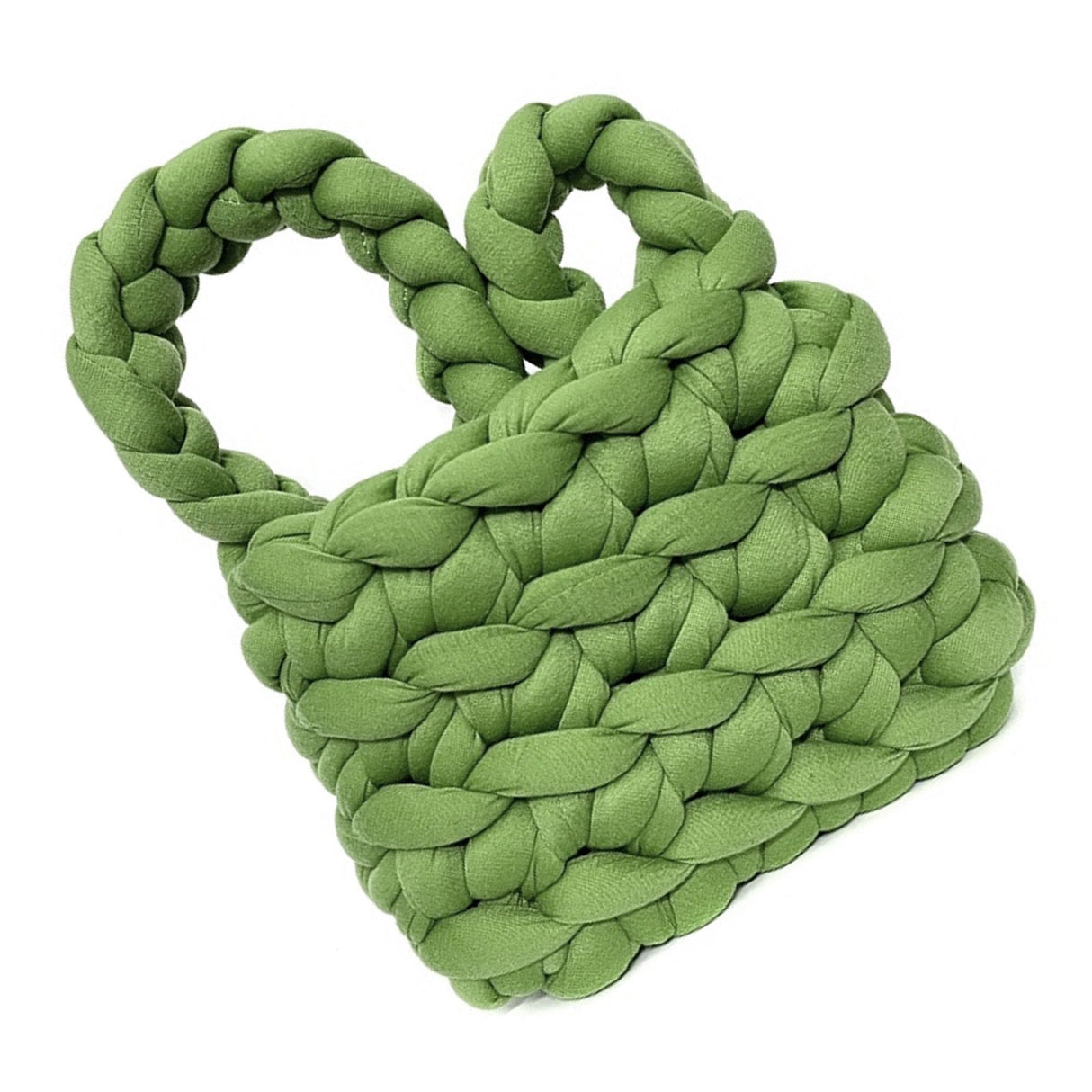 Wool Tote Purse Bag Cute Exquisite Hand Woven Fine Workmanship Wool Shoulder Bag for Daily Life Green