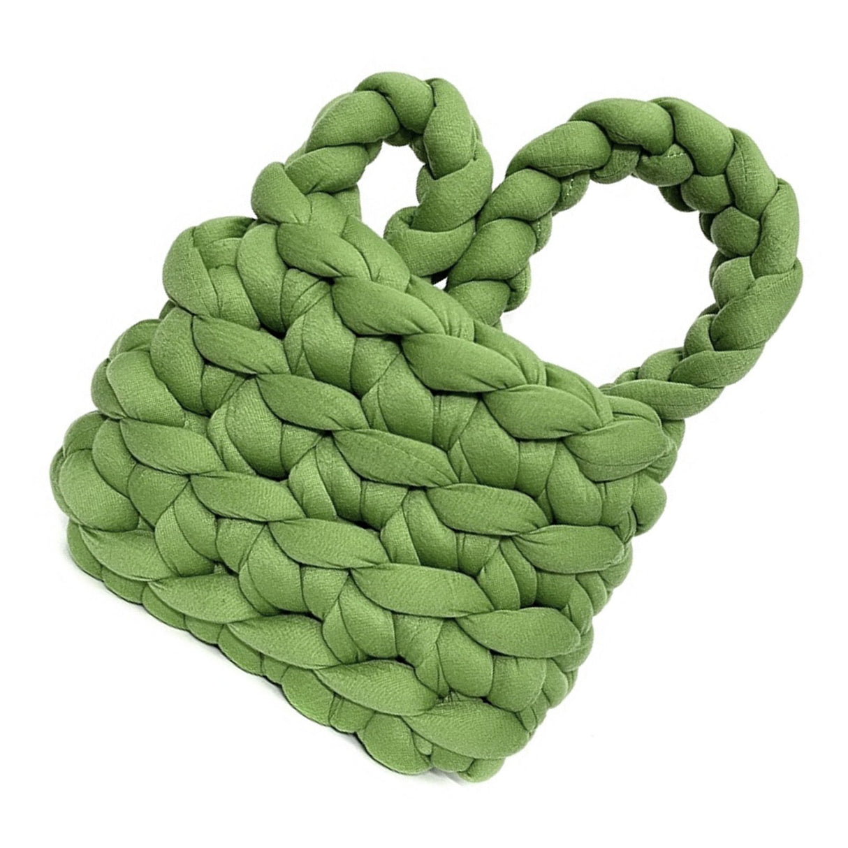 Wool Tote Purse Bag Cute Exquisite Hand Woven Fine Workmanship Wool Shoulder Bag for Daily Life Green