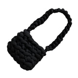 Wool Tote Purse Bag Cute Exquisite Hand Woven Fine Workmanship Wool Shoulder Bag for Daily Life Black