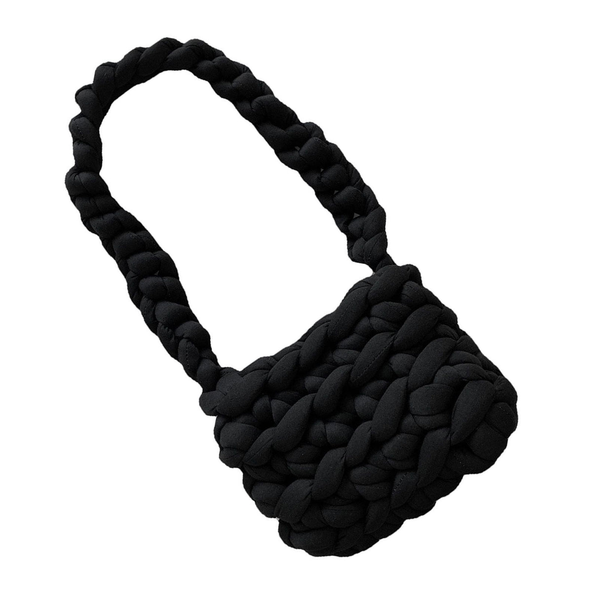 Wool Tote Purse Bag Cute Exquisite Hand Woven Fine Workmanship Wool Shoulder Bag for Daily Life Black