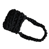 Wool Tote Purse Bag Cute Exquisite Hand Woven Fine Workmanship Wool Shoulder Bag for Daily Life Black - Top-Down View