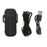 Outdoor Double Arc Electric Lighter Portable Waterproof Flashlight Lighter Charging Pulse Windproof Lighter Black