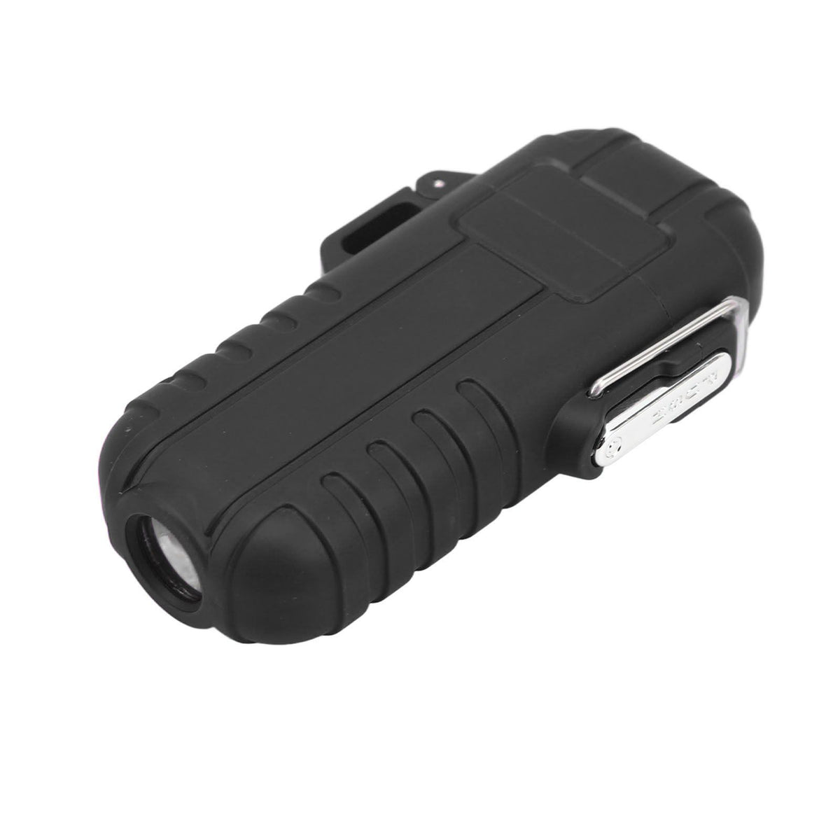 Outdoor Double Arc Electric Lighter Portable Waterproof Flashlight Lighter Charging Pulse Windproof Lighter Black