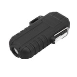 Outdoor Double Arc Electric Lighter Portable Waterproof Flashlight Lighter Charging Pulse Windproof Lighter Black