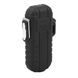 Outdoor Double Arc Electric Lighter Portable Waterproof Flashlight Lighter Charging Pulse Windproof Lighter Black - Rear View