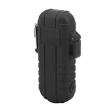 Outdoor Double Arc Electric Lighter Portable Waterproof Flashlight Lighter Charging Pulse Windproof Lighter Black