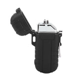 Outdoor Double Arc Electric Lighter Portable Waterproof Flashlight Lighter Charging Pulse Windproof Lighter Black