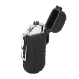 Outdoor Double Arc Electric Lighter Portable Waterproof Flashlight Lighter Charging Pulse Windproof Lighter Black - Extra Image