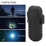 Outdoor Double Arc Electric Lighter Portable Waterproof Flashlight Lighter Charging Pulse Windproof Lighter Black