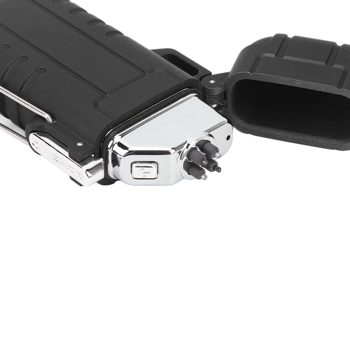 Outdoor Double Arc Electric Lighter Portable Waterproof Flashlight Lighter Charging Pulse Windproof Lighter Black