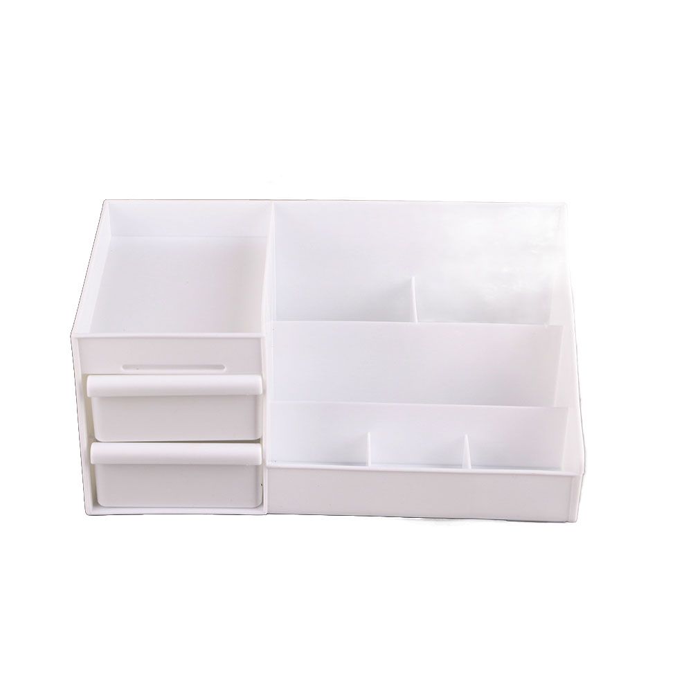 Cosmetic Storage Box Elegant Multifunctional Countertop Makeup Organizer with Drawers for School Office Art Supplies M White
